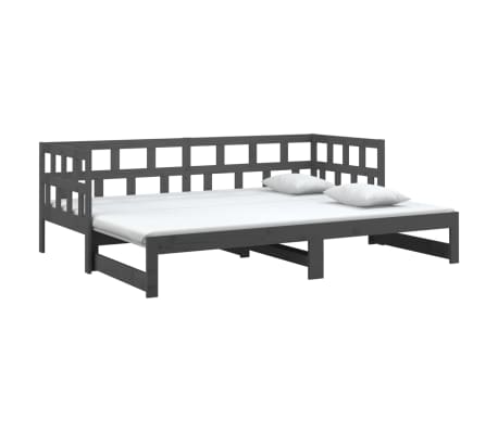 vidaXL Καναπές Κρεβάτι Συρόμενος Γκρι 2x(90x200) εκ. από Μασίφ Πεύκο