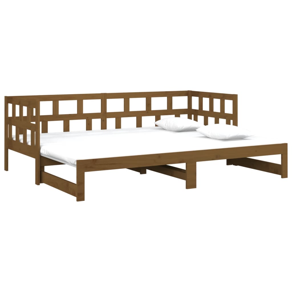 

vidaXL Slaapbank uitschuifbaar grenenhout honingbruin 2x(90x200) cm