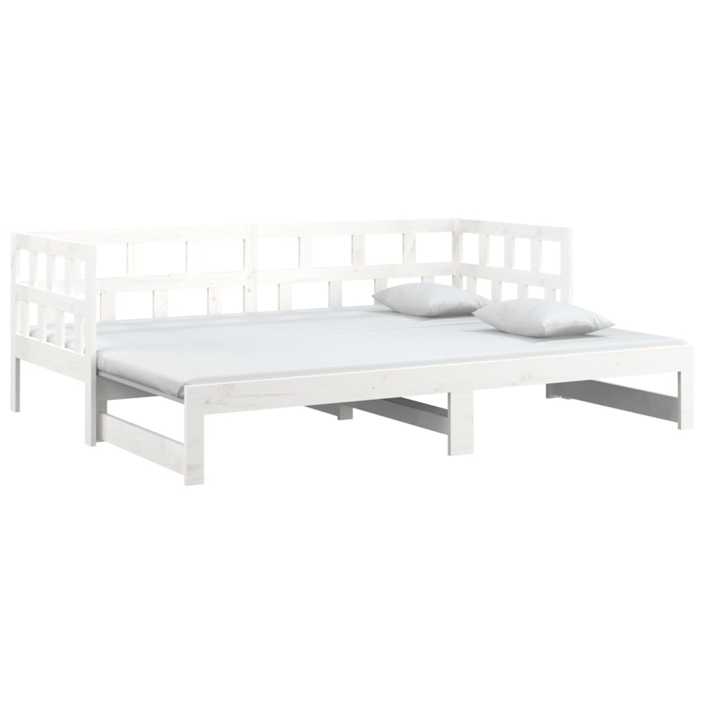 vidaXL daybed med udtræk 2x(80x200) cm massivt fyrretræ hvid