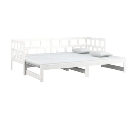 vidaXL Sofá cama extraíble madera maciza de pino blanco 2x(80x200) cm