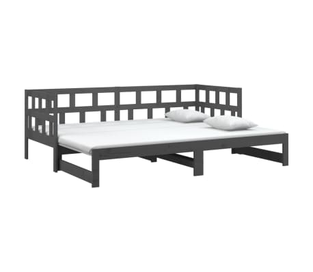 vidaXL Pull-out Day Bed Grey Solid Wood Pine 2x(80x200) cm