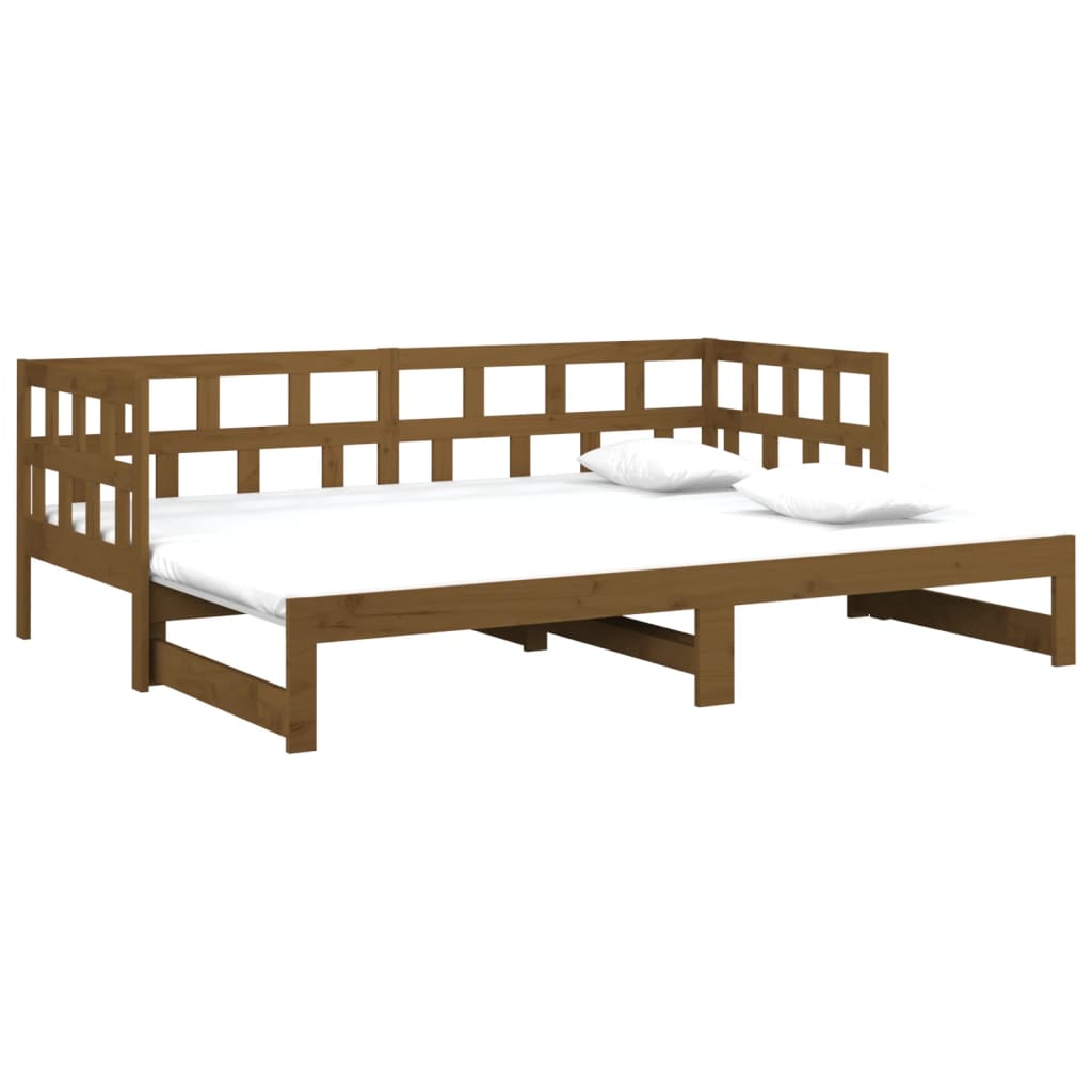 

vidaXL Slaapbank uitschuifbaar grenenhout honingbruin 2x(80x200) cm