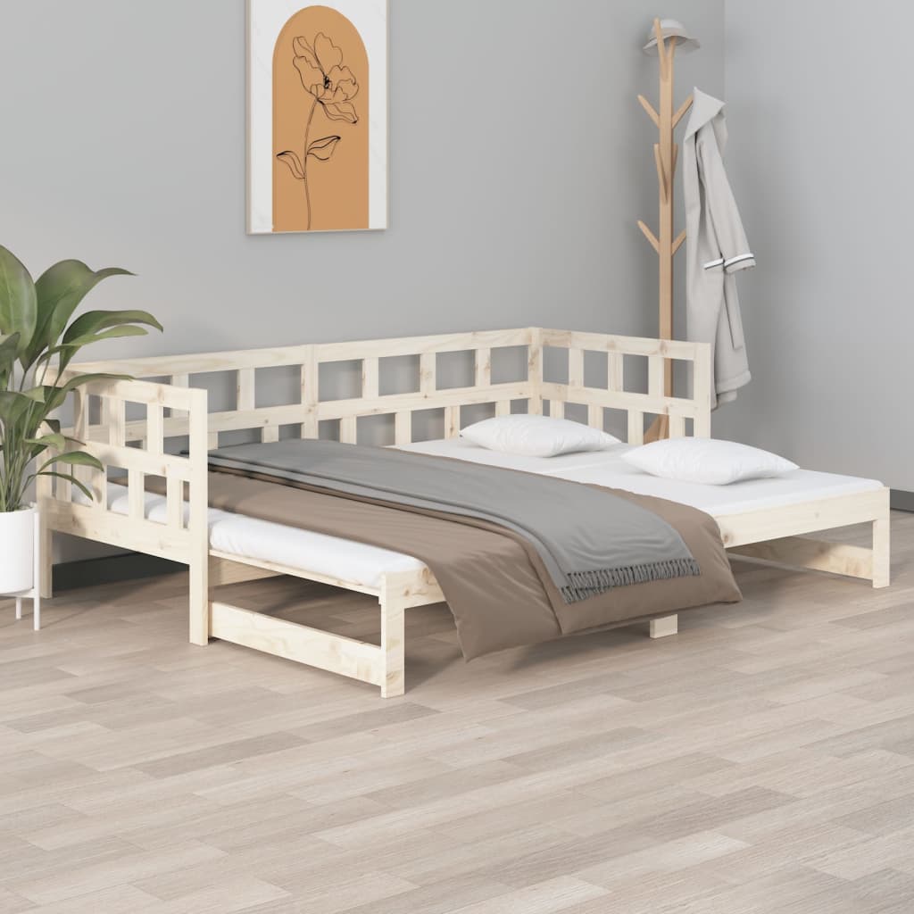 vidaXL Pat extensibil de zi, 2x(90x190) cm, lemn masiv de pin