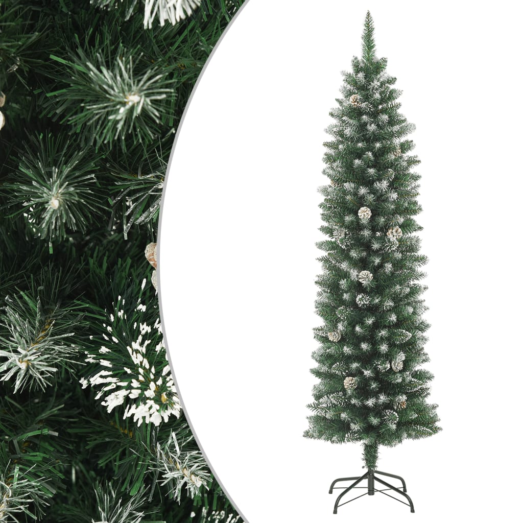 vidaXL kunstigt smalt juletræ med juletræsfod 180 cm PVC