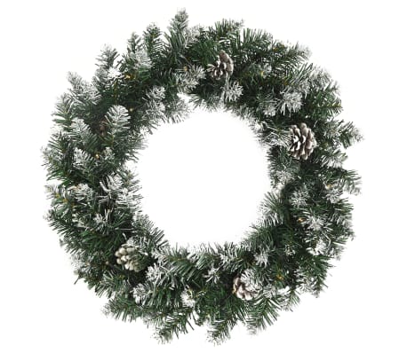 vidaXL Couronne de No&euml;l avec lumi&egrave;res LED Vert 45 cm PVC