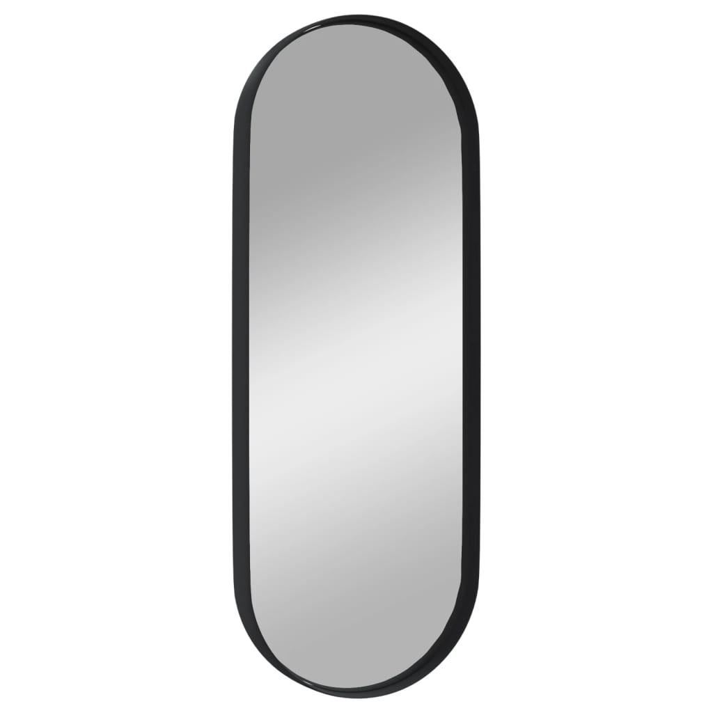 vidaXL Stensko ogledalo črno 15x40 cm ovalno