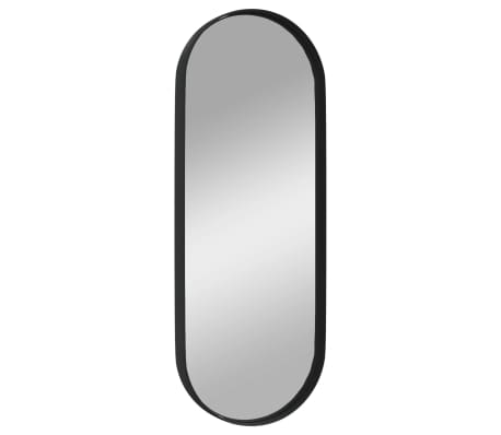 vidaXL Stensko ogledalo črno 15x40 cm ovalno