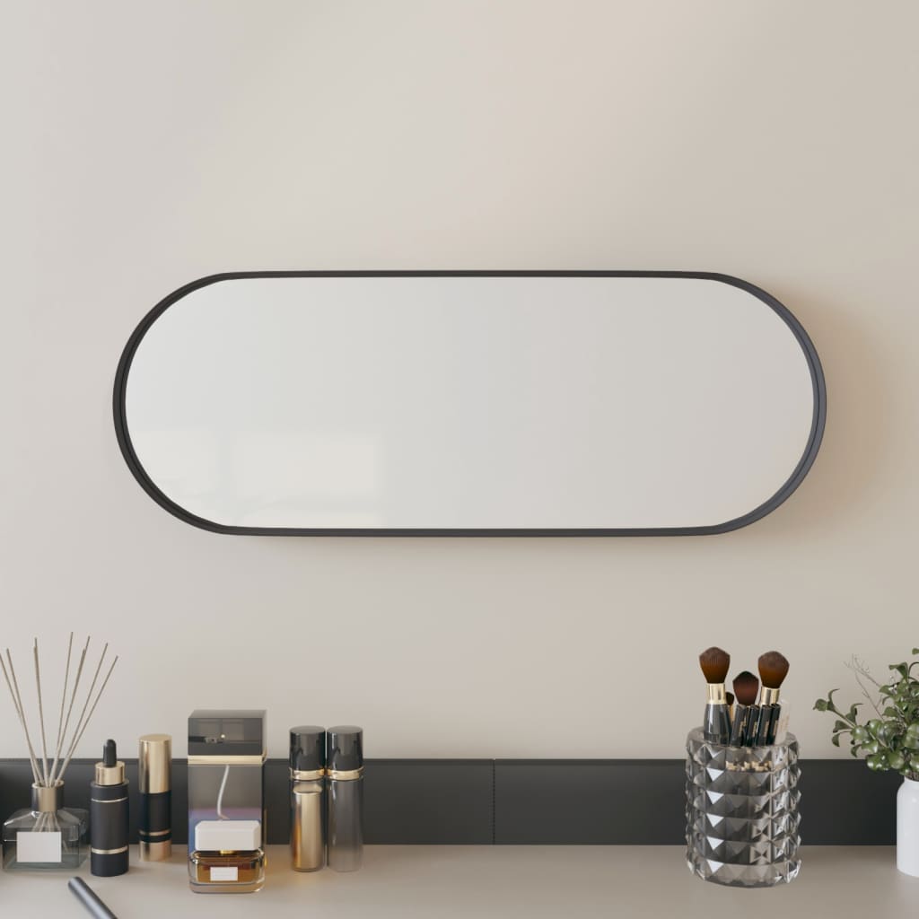 vidaXL Oglindă de perete, negru, 15x40 cm, ovală