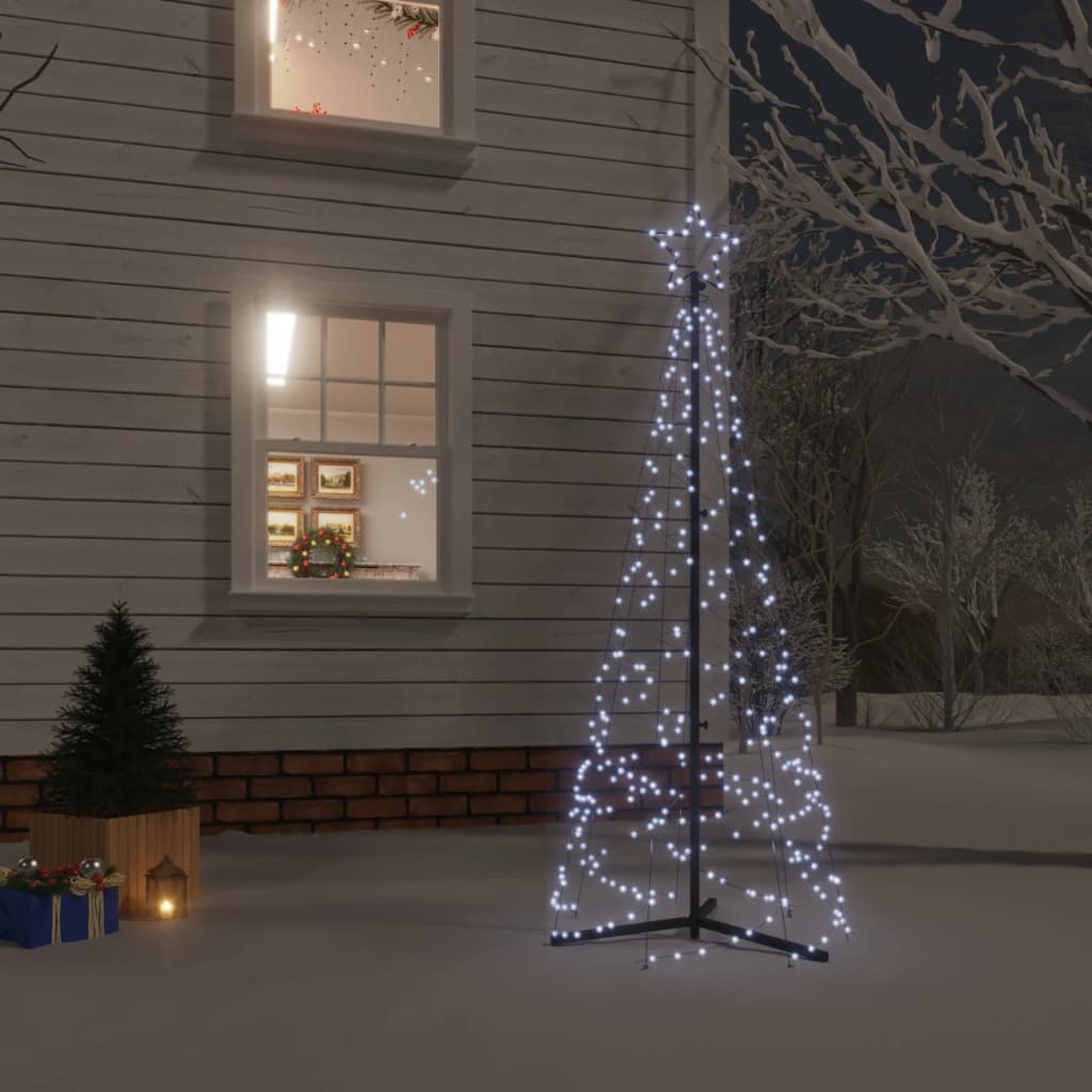 Kartio joulukuusi 200 kylmän valkoista LED-valoa 70x180 cm