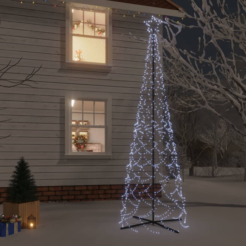 vidaXL kegleformet juletræ 100x300 cm 500 LED'er koldt hvidt lys