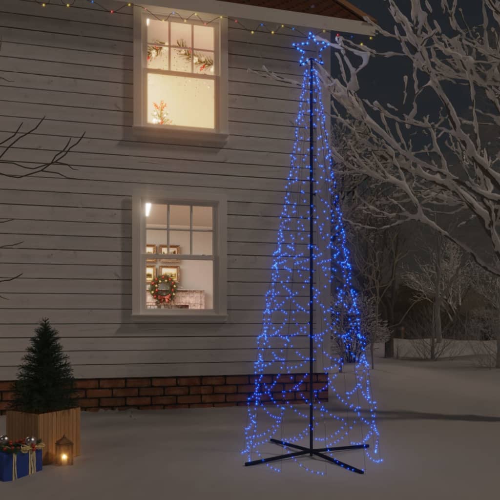 vidaXL Brad de Crăciun conic, 500 LED-uri, albastru, 100x300 cm