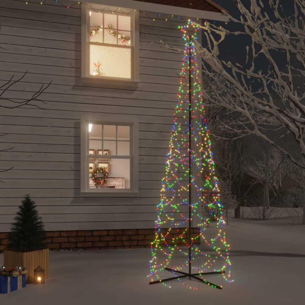 vidaXL kegleformet juletræ 100x300 cm 500 LED'er farverigt lys