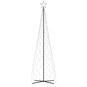 vidaXL Kartio joulukuusi 500 l&auml;mpim&auml;n valkoista LED-valoa 100x300 cm