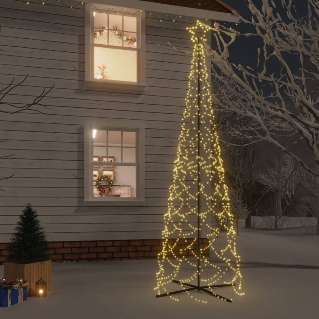 vidaXL kegleformet juletræ 100x300 cm 500 LED'er varmt hvidt lys