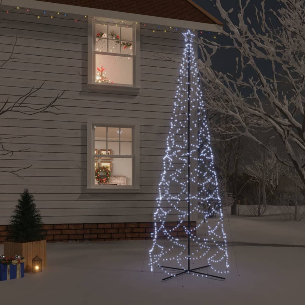 vidaXL kegleformet juletræ 160x500 cm 1400 LED'er koldt hvidt lys