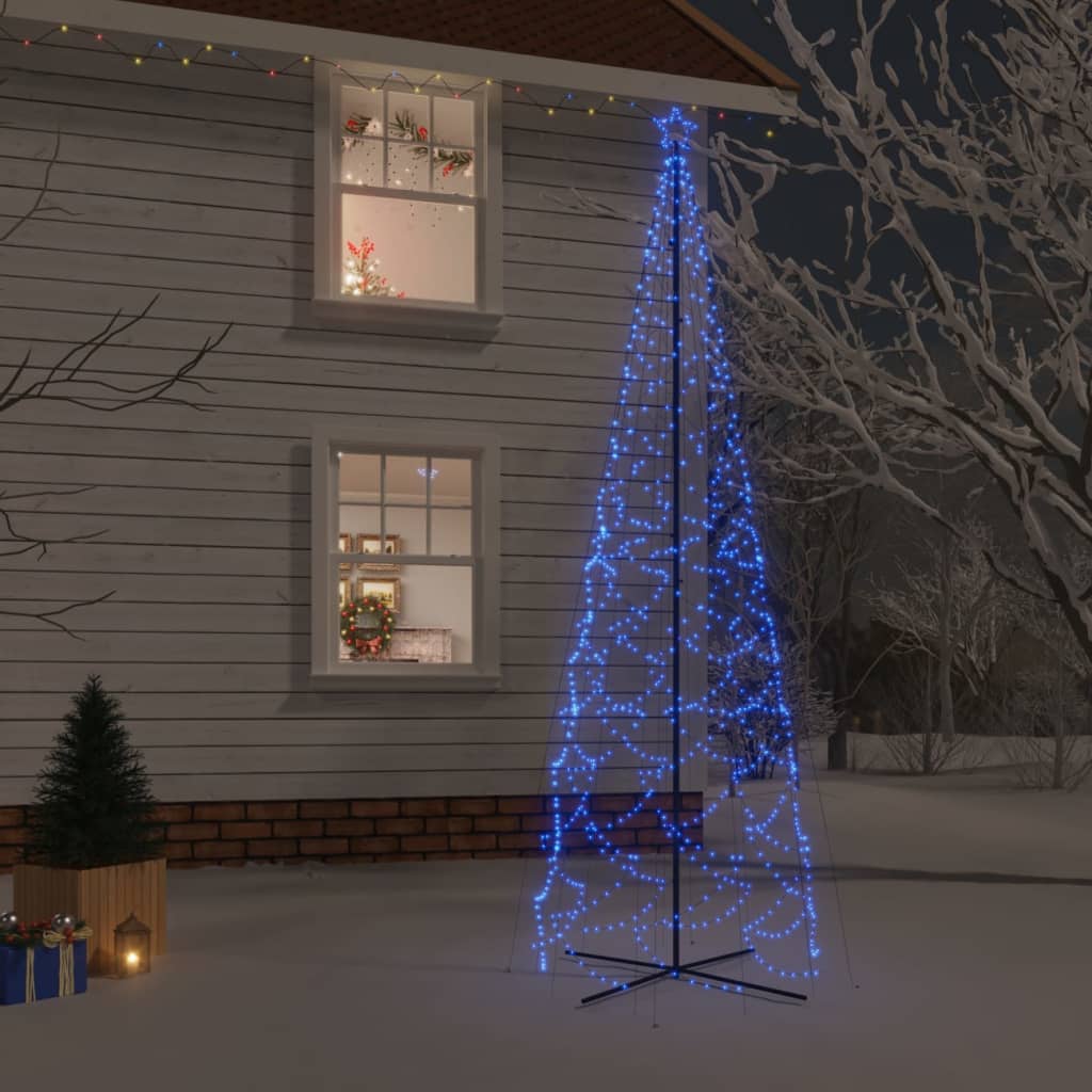 vidaXL kegleformet juletræ 160x500 cm 1400 LED'er blåt lys