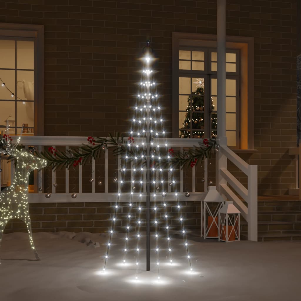 vida XL LED-Weihnachtsbaum für Fahnenmast Kaltweiß 108 LEDs 180 cm