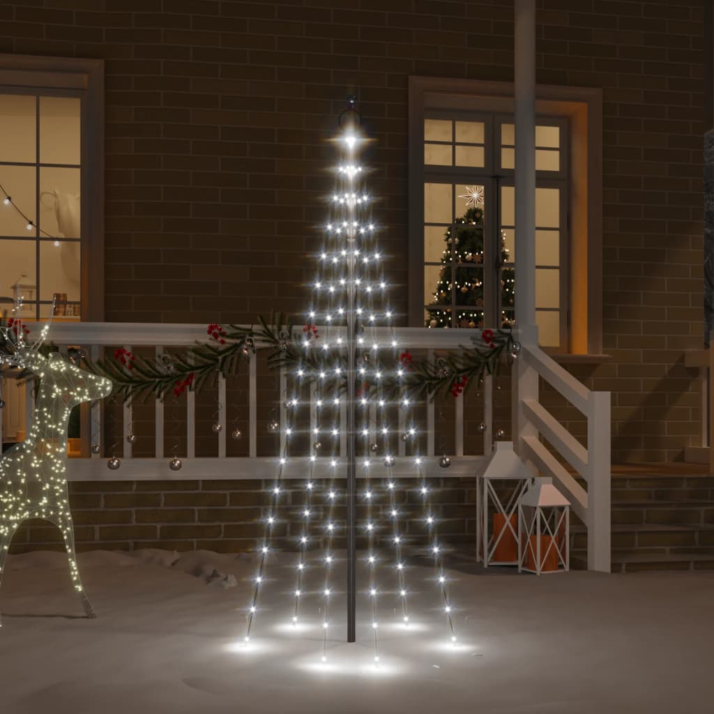 vidaXL LED-Weihnachtsbaum für Fahnenmast Kaltweiß 108 LEDs 180 cm