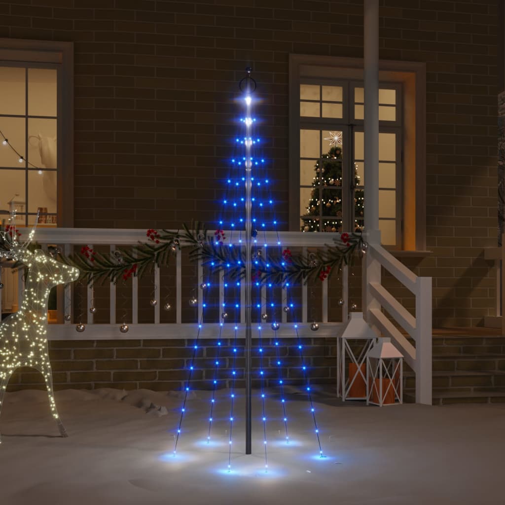 Sapin de Noël sur mât de drapeau 108 LED Bleues 180 cm