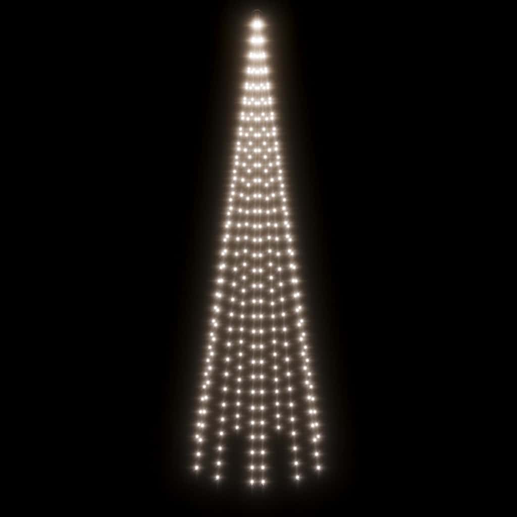 vidaXL Vlaggenmast kerstboom 310 LED's koudwit 300 cm, foto 4