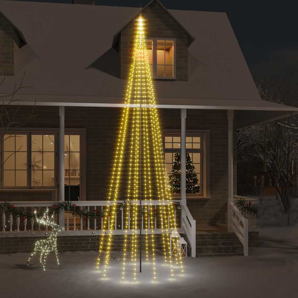 Sapin de Noël sur mât de drapeau 732 LED Blanc chaud 500 cm