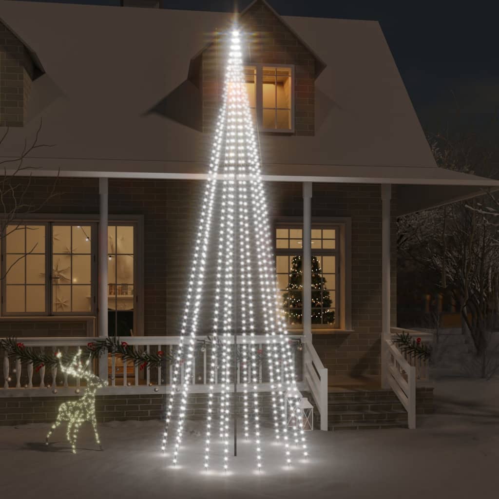 vidaXL Brad de Crăciun pe catarg, 732 LED-uri, alb rece, 500 cm