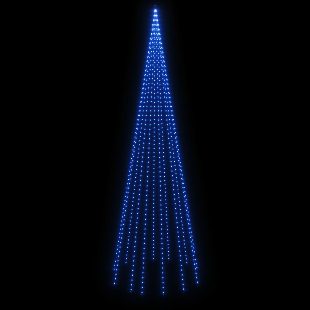vidaXL Vlaggenmast kerstboom 732 LED's blauw 500 cm, foto 4
