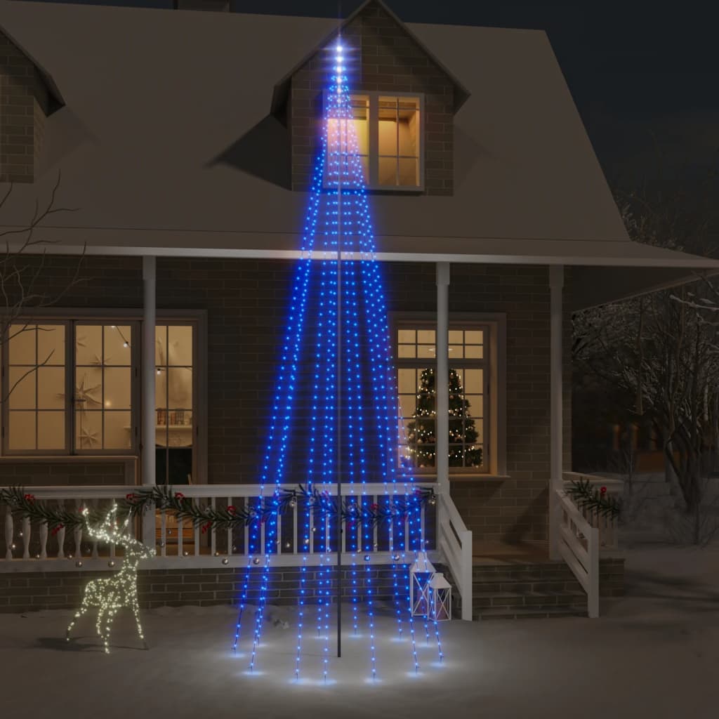 vida XL LED-Weihnachtsbaum für Fahnenmast Blau 732 LEDs 500 cm
