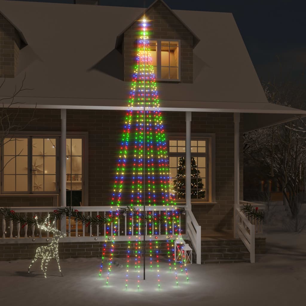 vidaXL Sapin de Noël sur mât de drapeau 732 LED Colorées 500 cm