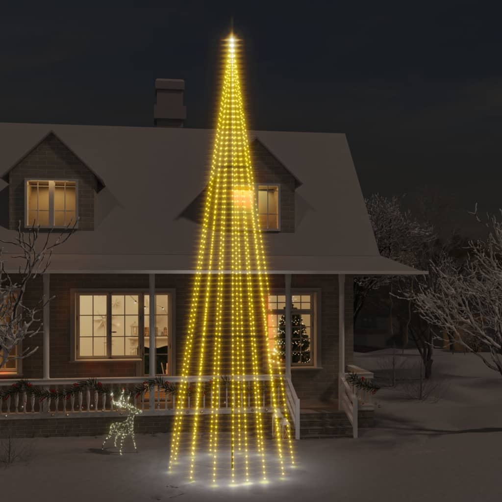 vidaXL Brad de Crăciun pe catarg, 1134 LED-uri, alb cald, 800 cm