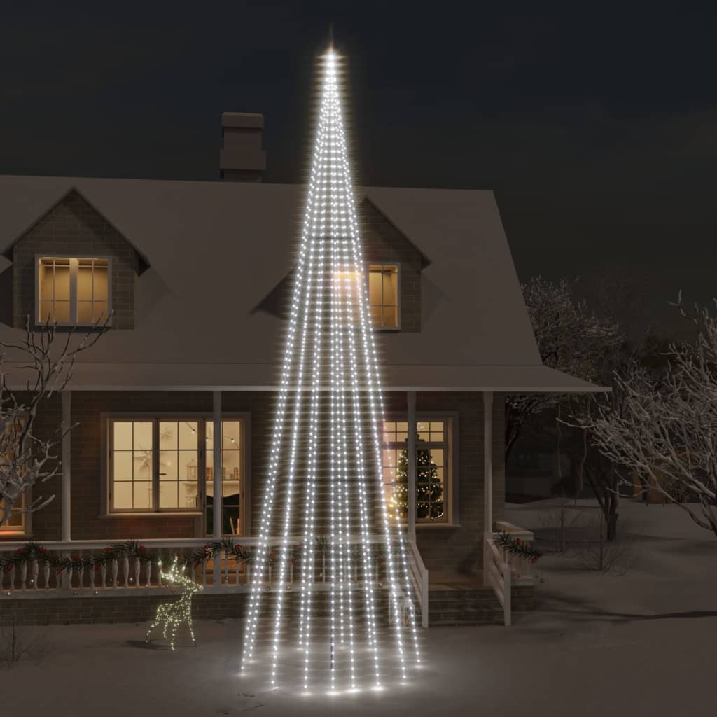 vidaXL Brad de Crăciun pe catarg, 1134 LED-uri, alb rece, 800 cm