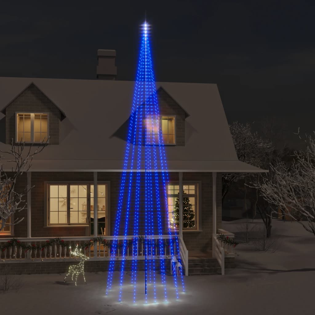 vidaXL Brad de Crăciun pe catarg, 1134 LED-uri, albastru, 800 cm