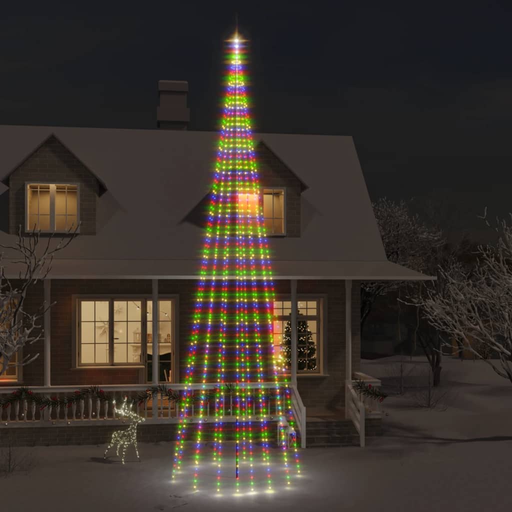 vidaXL Brad de Crăciun pe catarg, 1134 LED-uri, multicolor, 800 cm