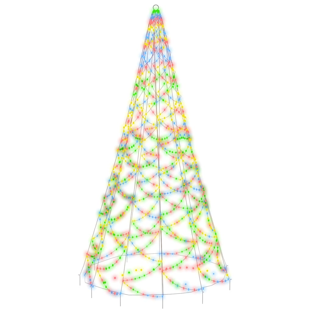 karácsonyfa zászlórúdon 500 színes LED-del 300 cm