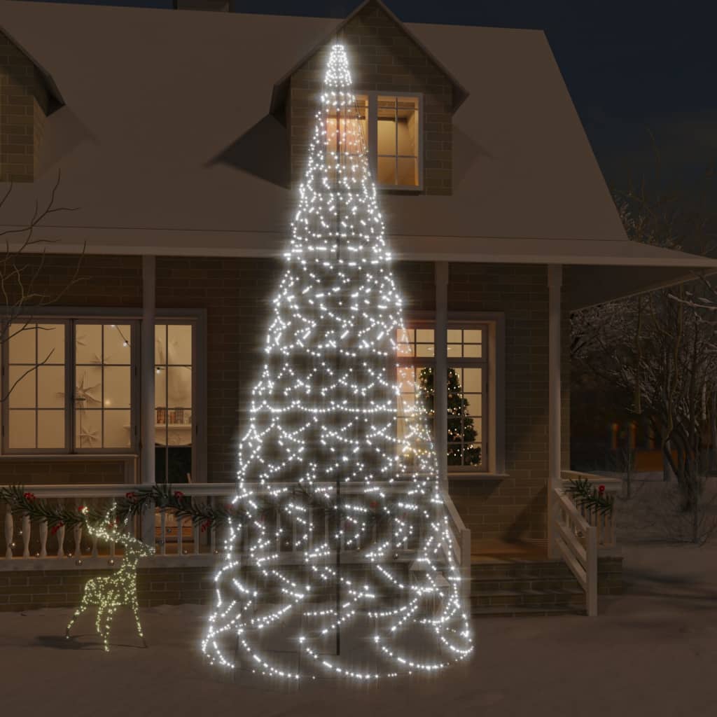 vidaXL Brad de Crăciun pe catarg, 1400 LED-uri, alb rece, 500 cm