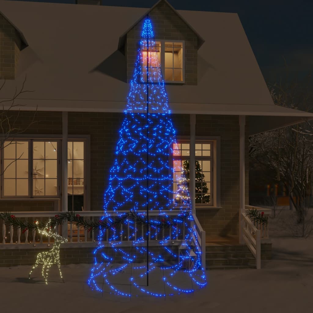 Vánoční stromek na stožár 1 400 modrých LED diod 500 cm