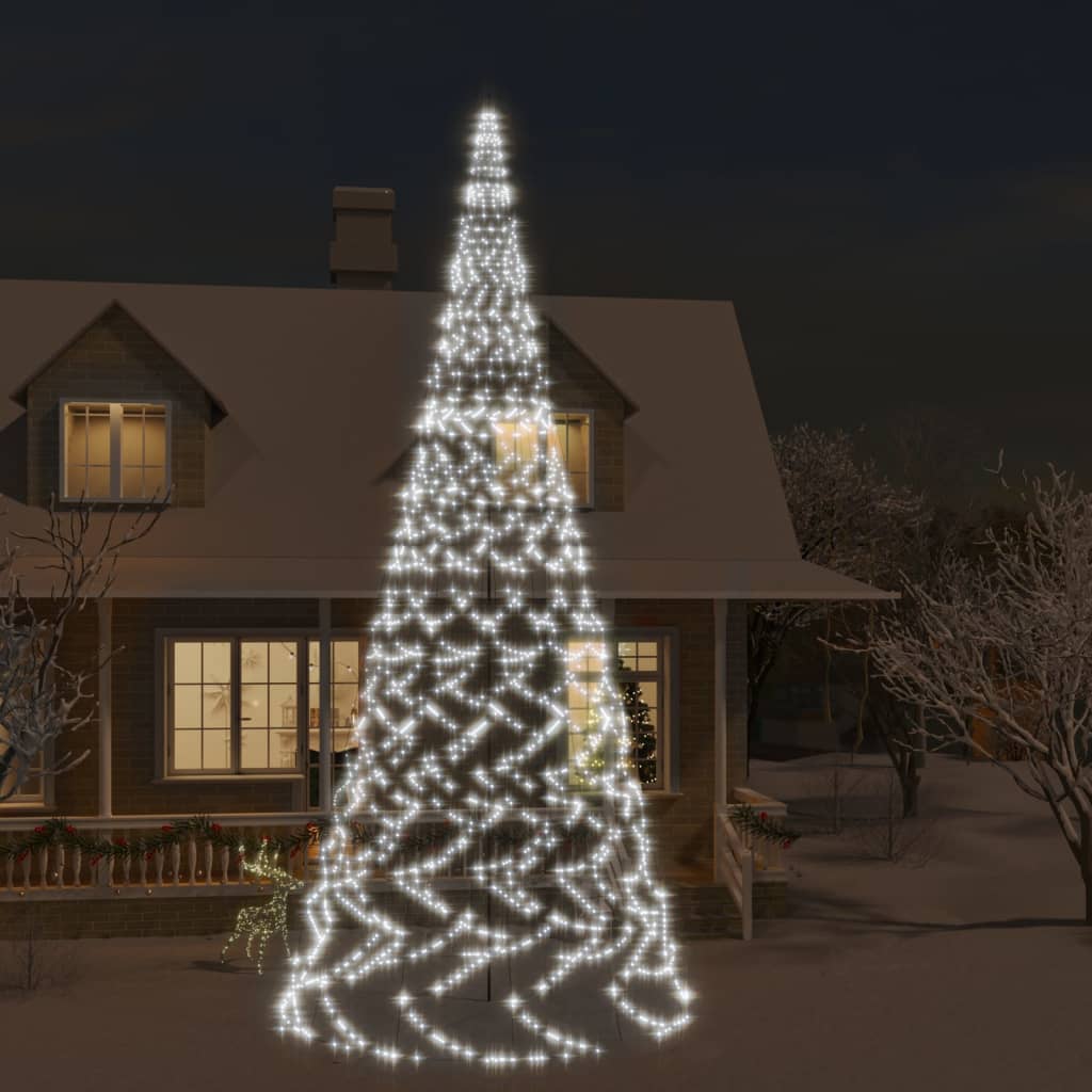Vánoční stromek na stožár 3000 studených bílých LED diod 800 cm
