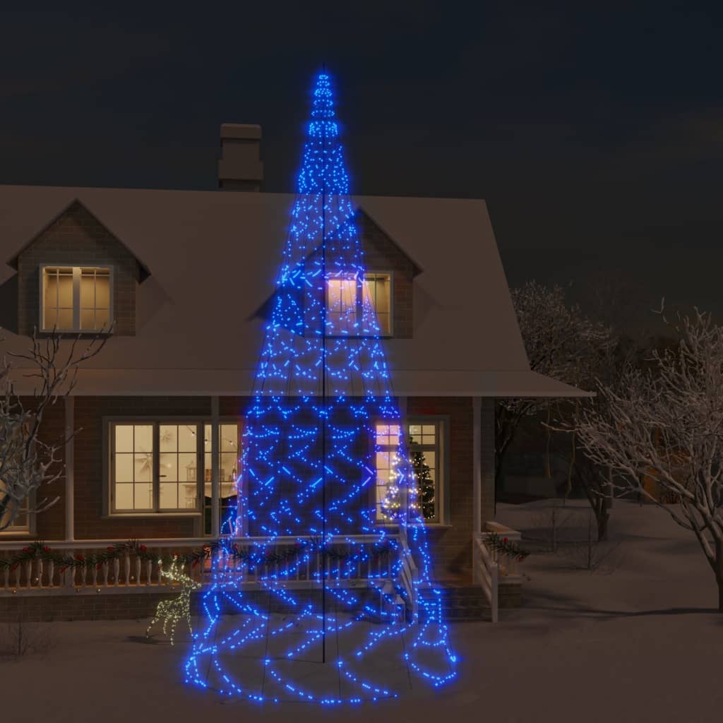 vida XL LED-Weihnachtsbaum für Fahnenmast Blau 3000 LEDs 800 cm