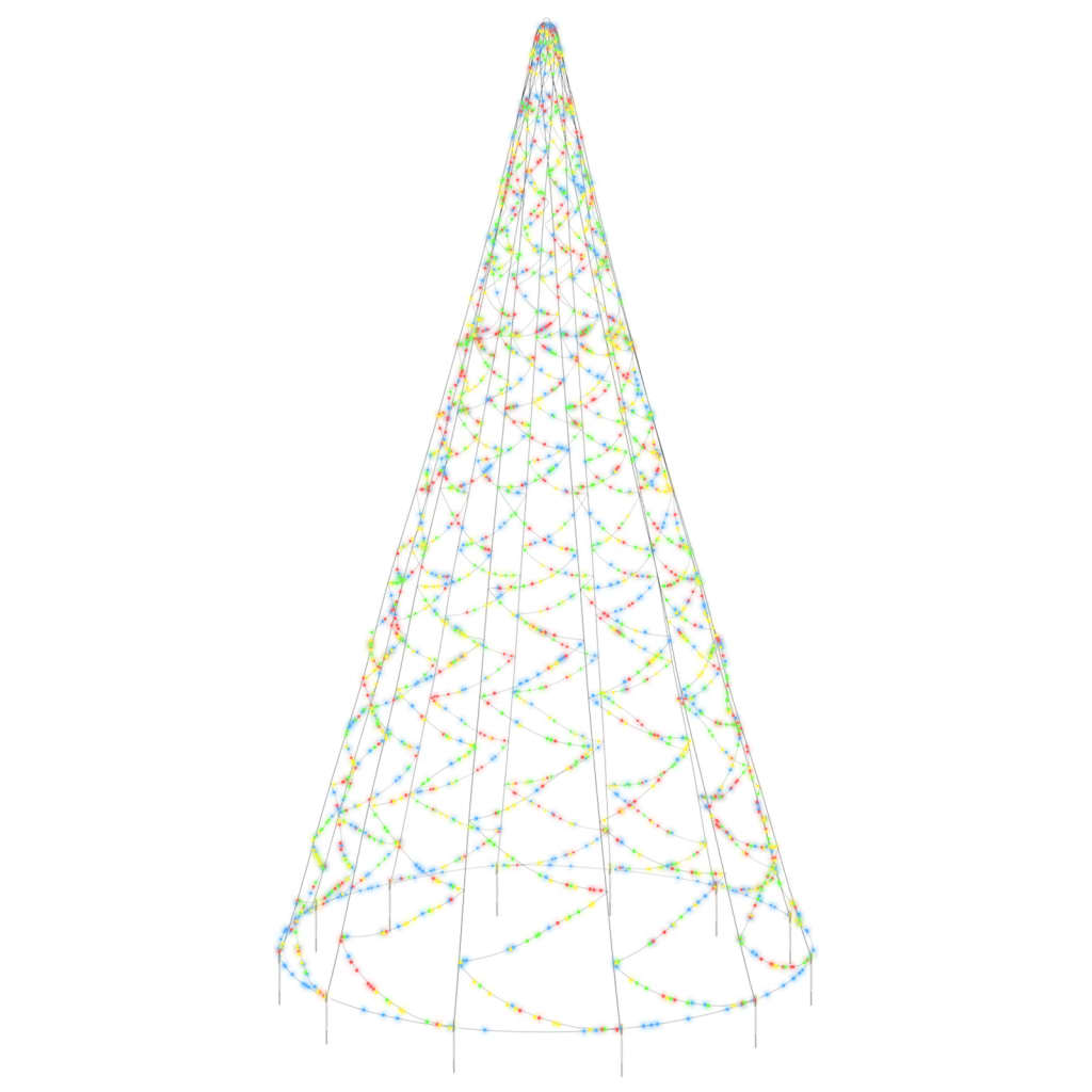 karácsonyfa zászlórúdon 3000 színes LED-del 800 cm