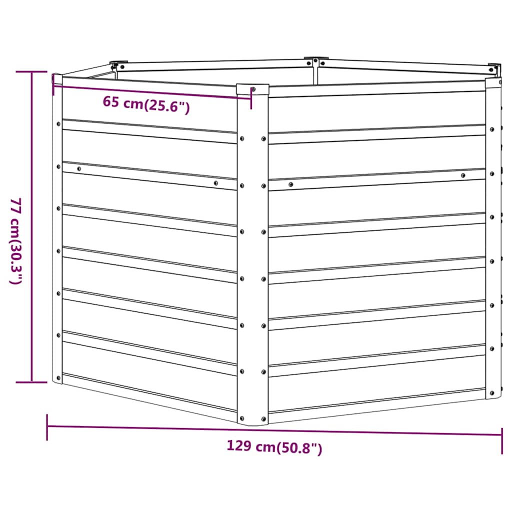 Letto Rialzato Da Giardino Ruggine 129x129x77 Cm Acciaio Corten VidaXL 16 width=274