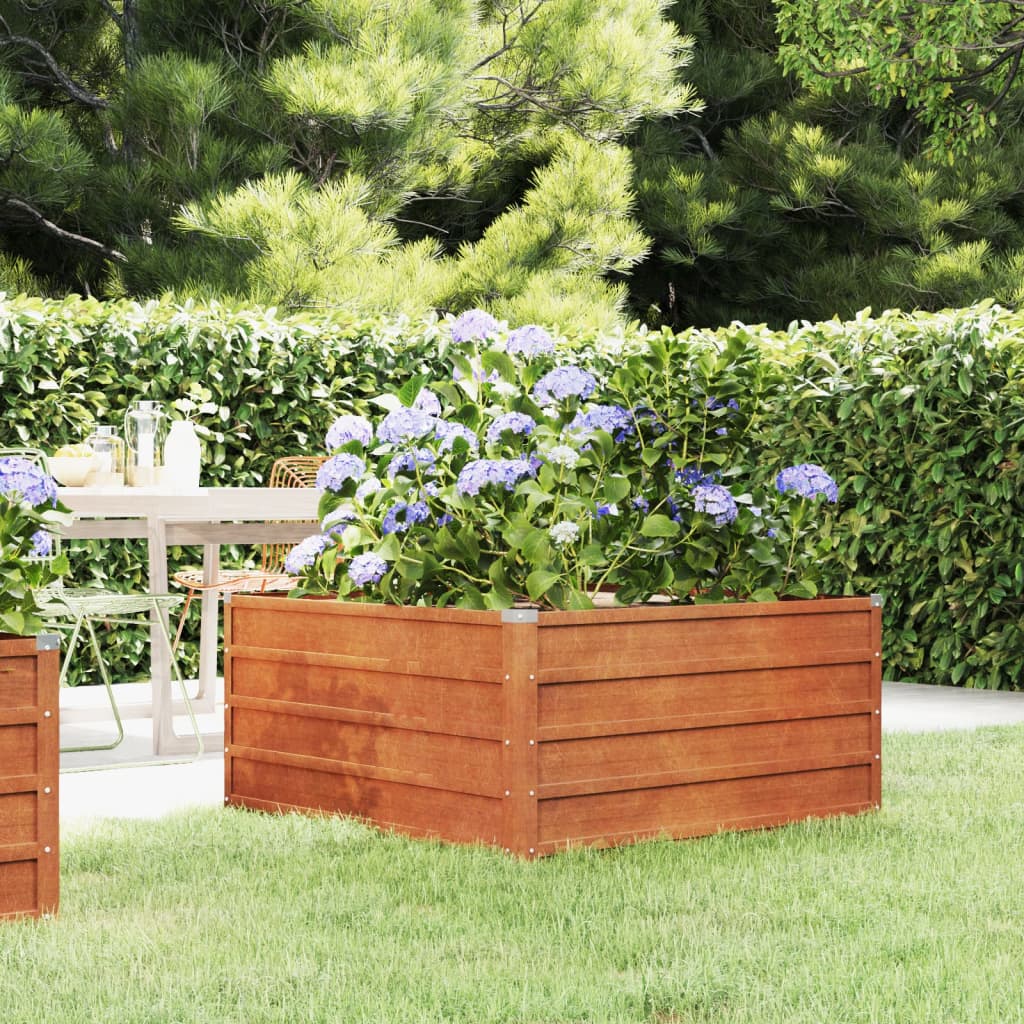 vidaXL Vaso/floreira de jardim 100x100x45 cm aço corten