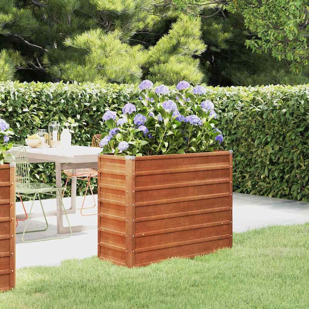 vidaXL Strat înălțat de grădină, ruginiu, 100x40x77 cm, oțel corten
