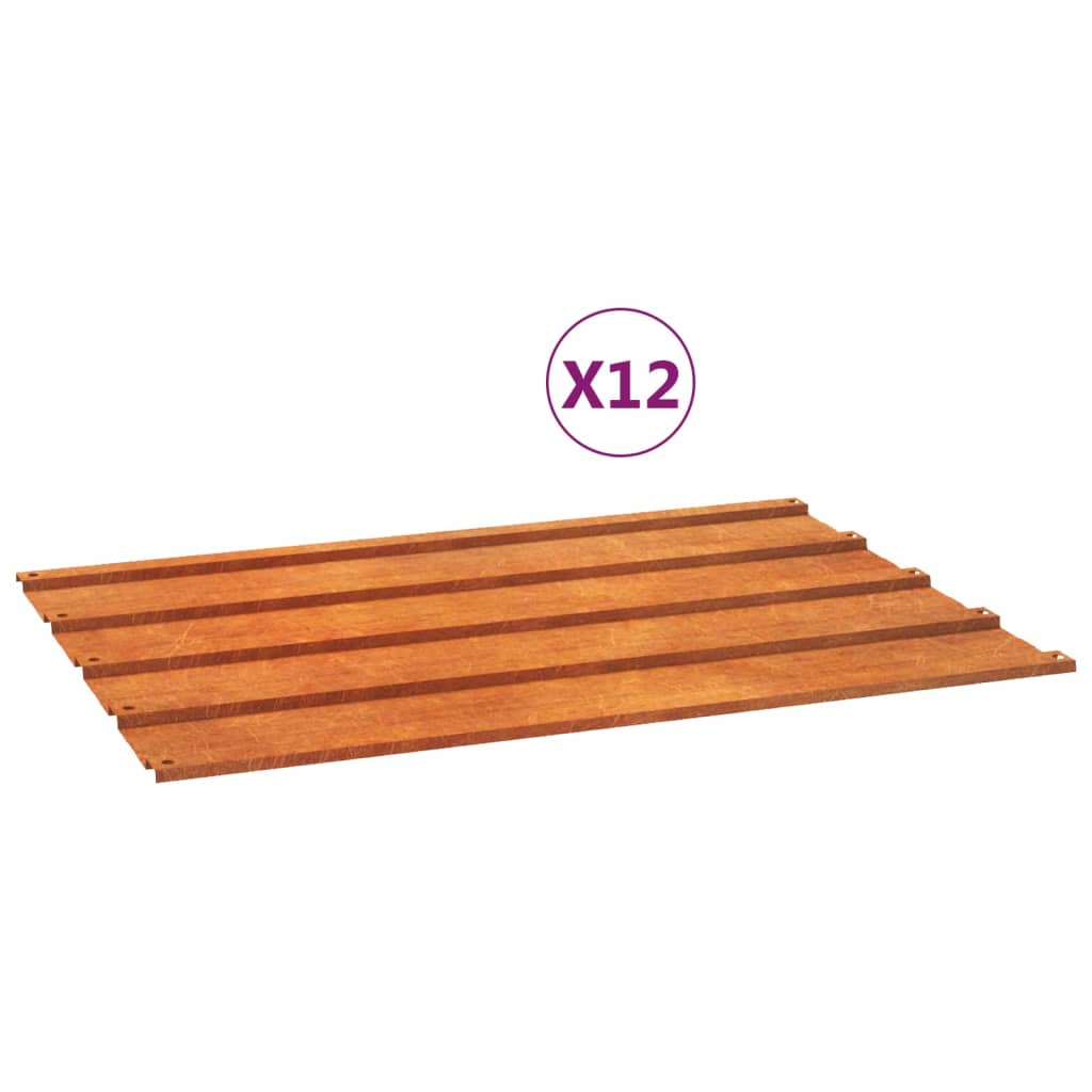 vidaXL Strešne plošče 12 kosov zarjavele 60x44 cm corten jeklo