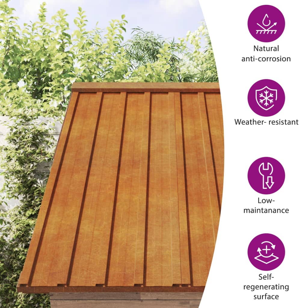 Roof Panels Roofing Material Profile Sheet Sheds Rusty Corten Steel vidaXL - Picture 16 of 36