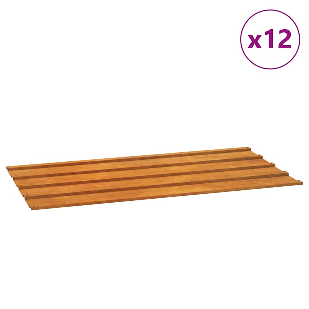 vidaXL Střešní panely 12 ks rezavé 80 x 44 cm cortenová ocel