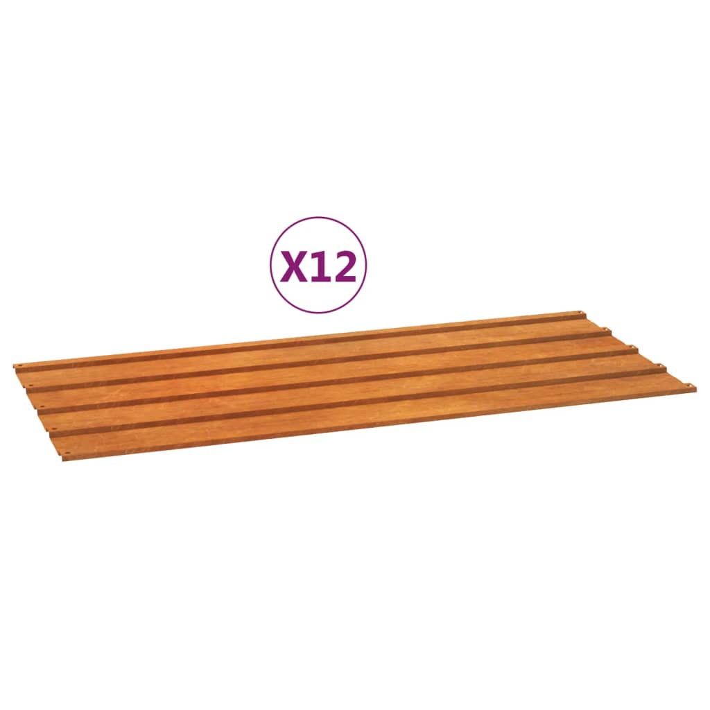 vidaXL Strešne plošče 12 kosov zarjavele 100x44 cm corten jeklo