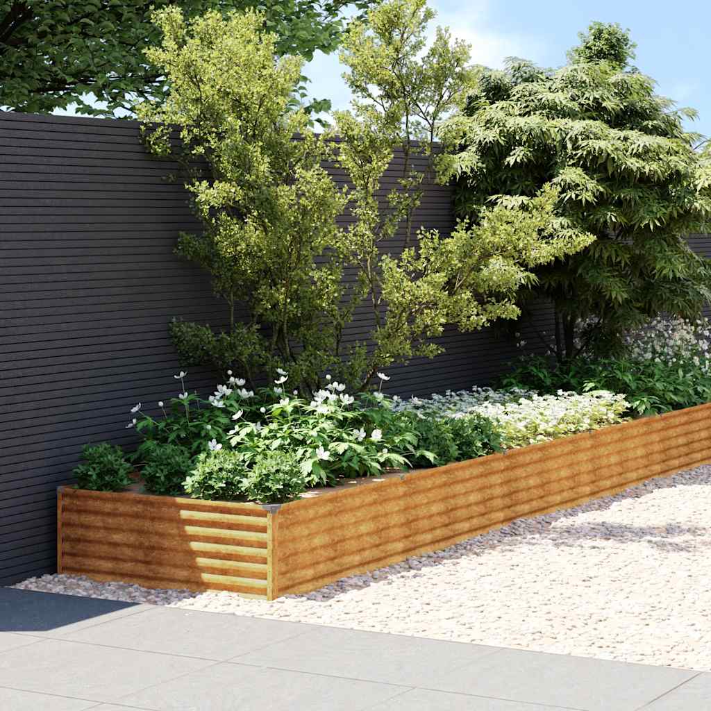 vidaXL Strat înălțat de grădină, 1150x100x36 cm, oțel corten