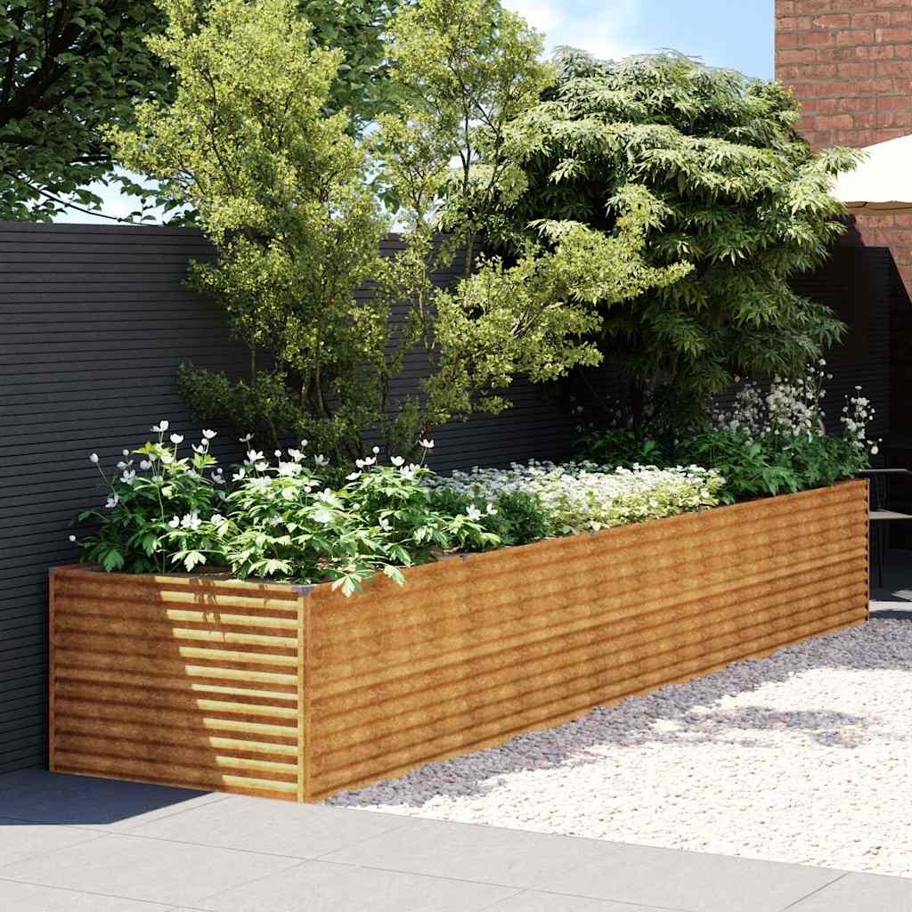 vidaXL Strat înălțat de grădină, 479x100x69 cm, oțel corten