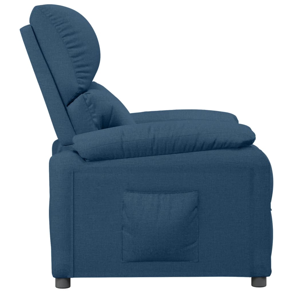 Polohovací křeslo modré textil - obrázek 4