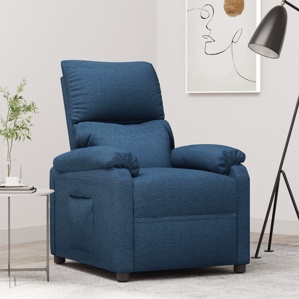 Polohovací křeslo modré textil